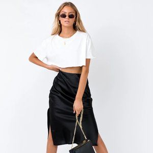 NWT Princess Polly Cleo Lavoe Midi Skirt Black Satin - Sz 10